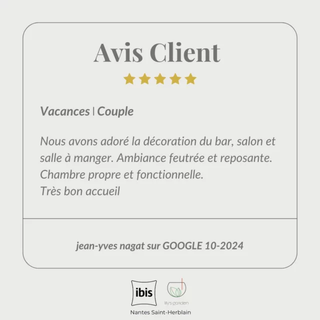Une pluie d'étoiles, ça fait plus que plaisir 😃
Merci à toutes et tous pour vos commentaires et partages, qui nous aident à toujours nous améliorer 🙏

https://www.hotel-saintherblain.com/
#hotelibissaintherblain #hotel #saintherblain #ibis